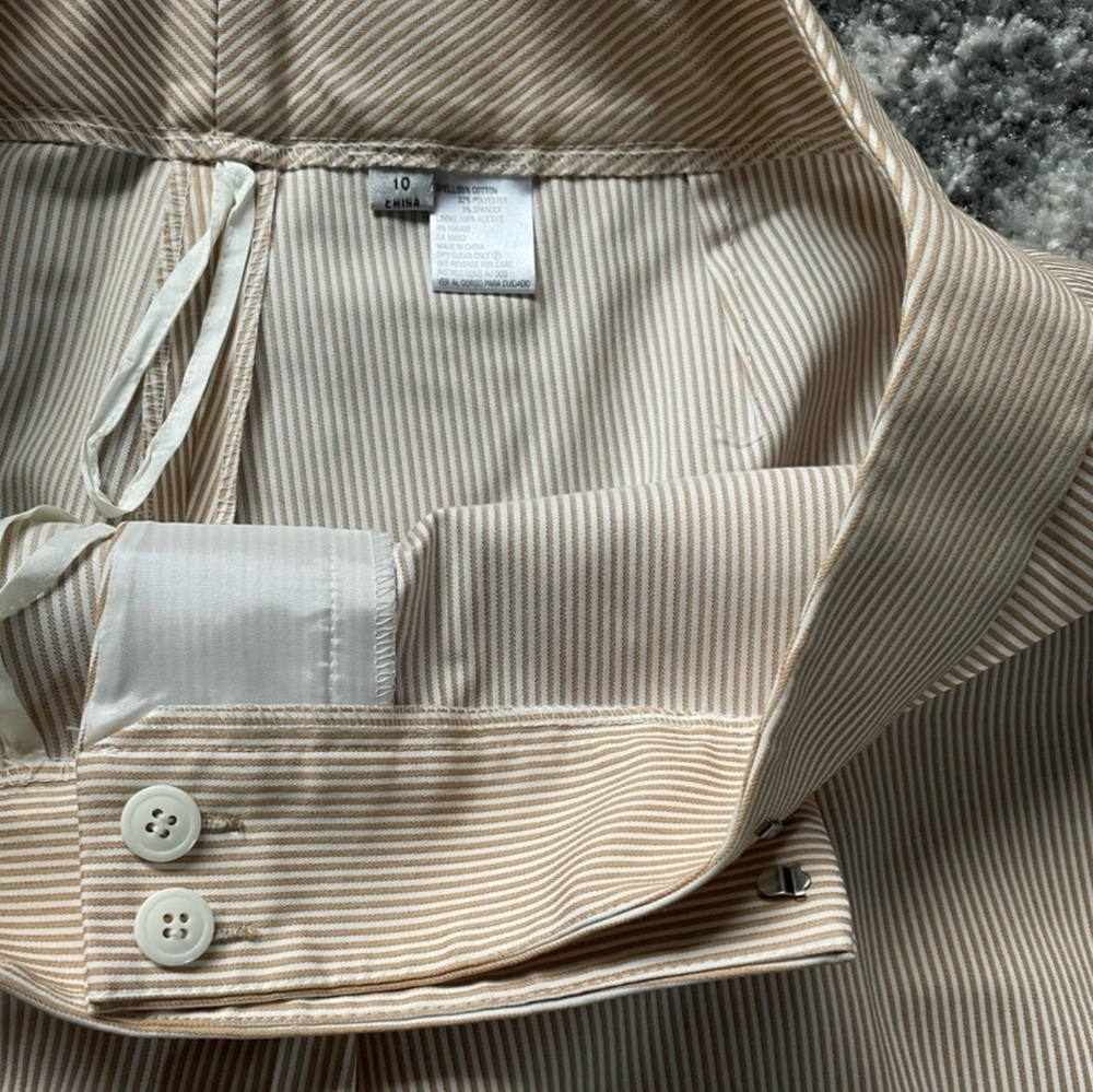 Tahari ASL Light Beige Pinstripe Pantsuit - Picture 6 of 10